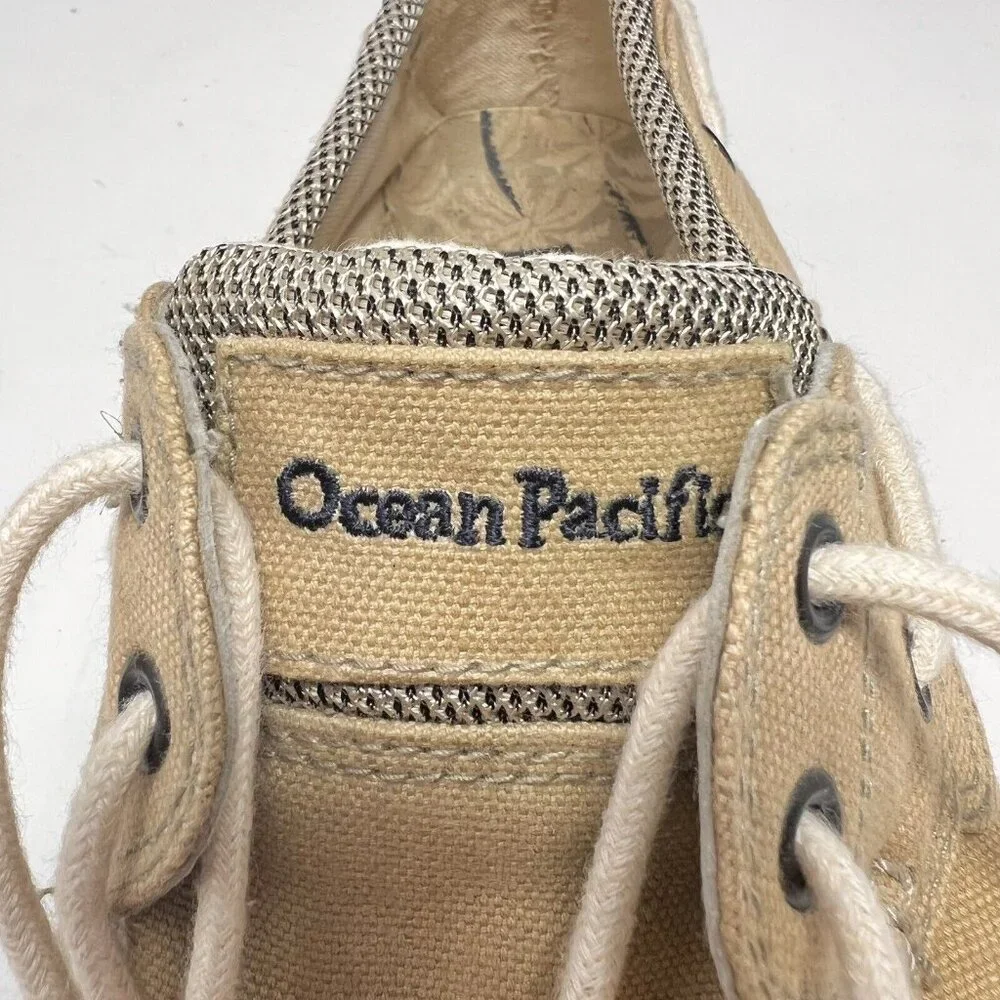 Ocean Pacific OP Spinnaker Deck Boat Tan Shoes Sz 7.5 Style OP1782A Canvas Prep